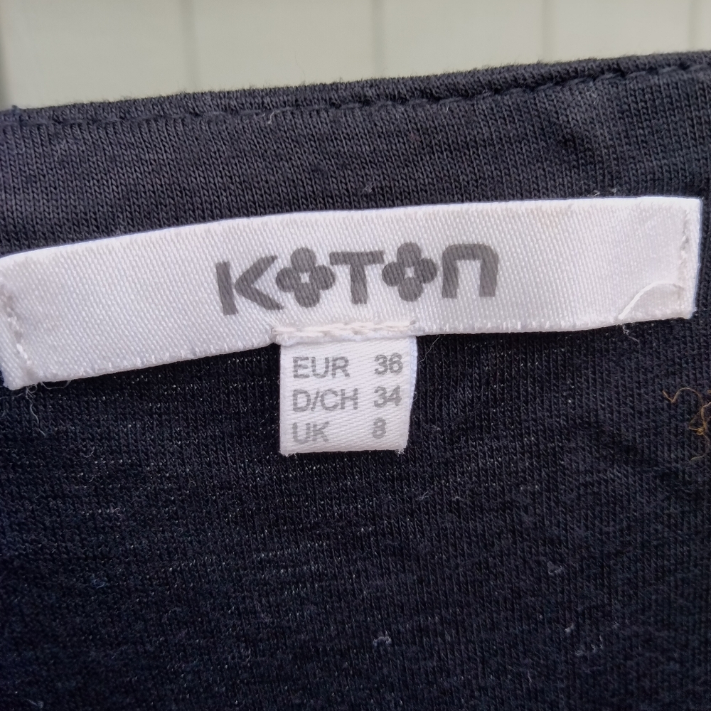 Koton Brand V-Neck Black Floral Dress 3/4 Sleeves Lined Women's Size 36 (XS/S) - Picture 11 of 15